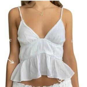 ZARA Women’s White Flowy Tank Top Size L Large, New